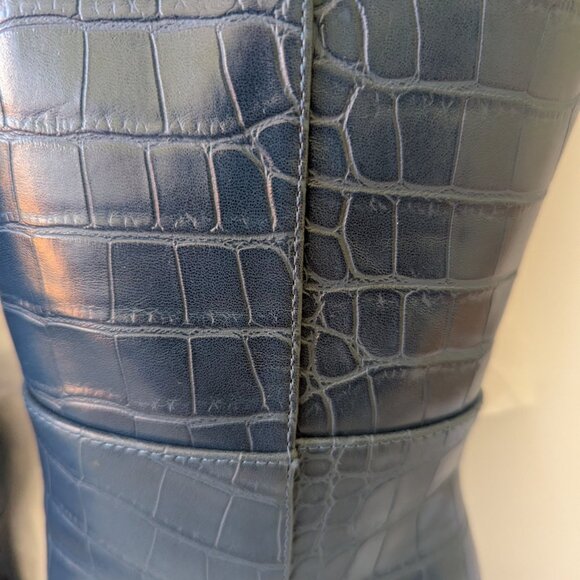 GUESS Faux Croc Leather Knee High Boots Cobalt Blue Sz6 - Picture 10 of 13